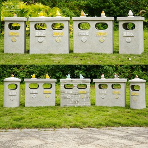 Decorative Metal Trash Can For Public Space Waste Sorting