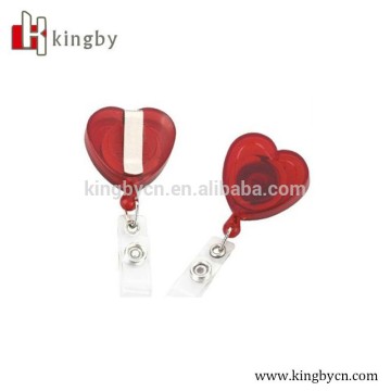 heart shaped plastic yoyo pull reels with back clip