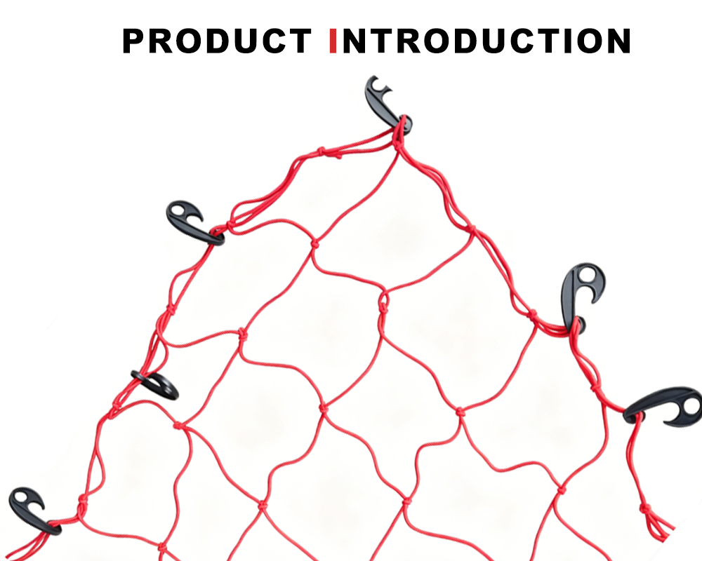 شبكة شحن مرنة حمراء مع خطافات x Red Elastic Cargo Net with Hooks x