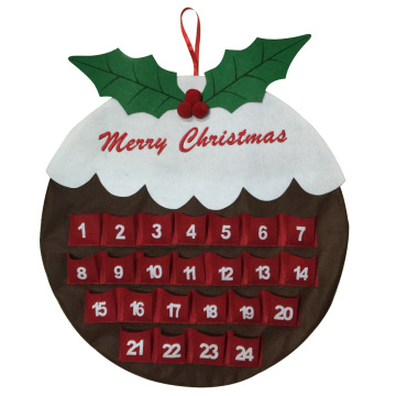 Christmas countdown advent calendar with pudding shape