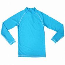 Rash vests for junior girls, long sleeves, solid color, UPF50+