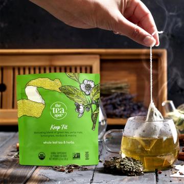 Sacchetti compostabili organici in fibra naturale per il tè