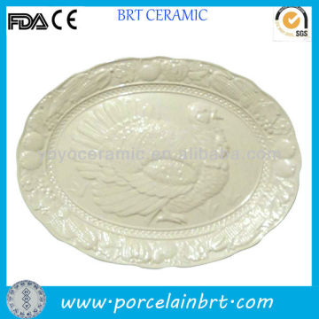 Round Ceramic Turkey Plate