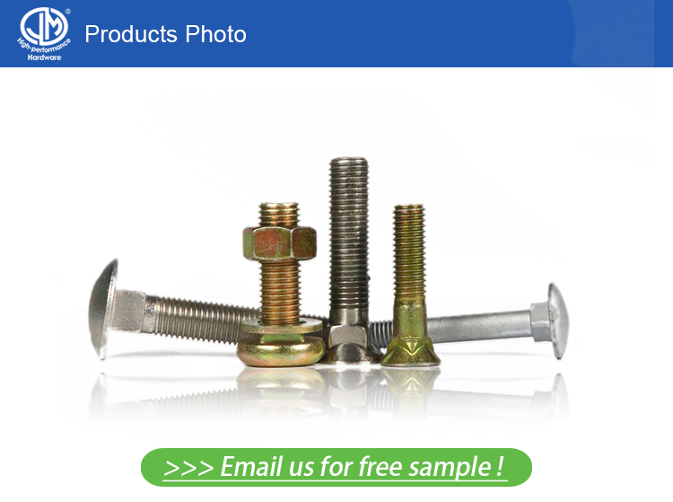 JM Brand SS304-70 SS316-80 Carriage Bolt Full Threaded Stainless Steel Plain Carriage Bolts