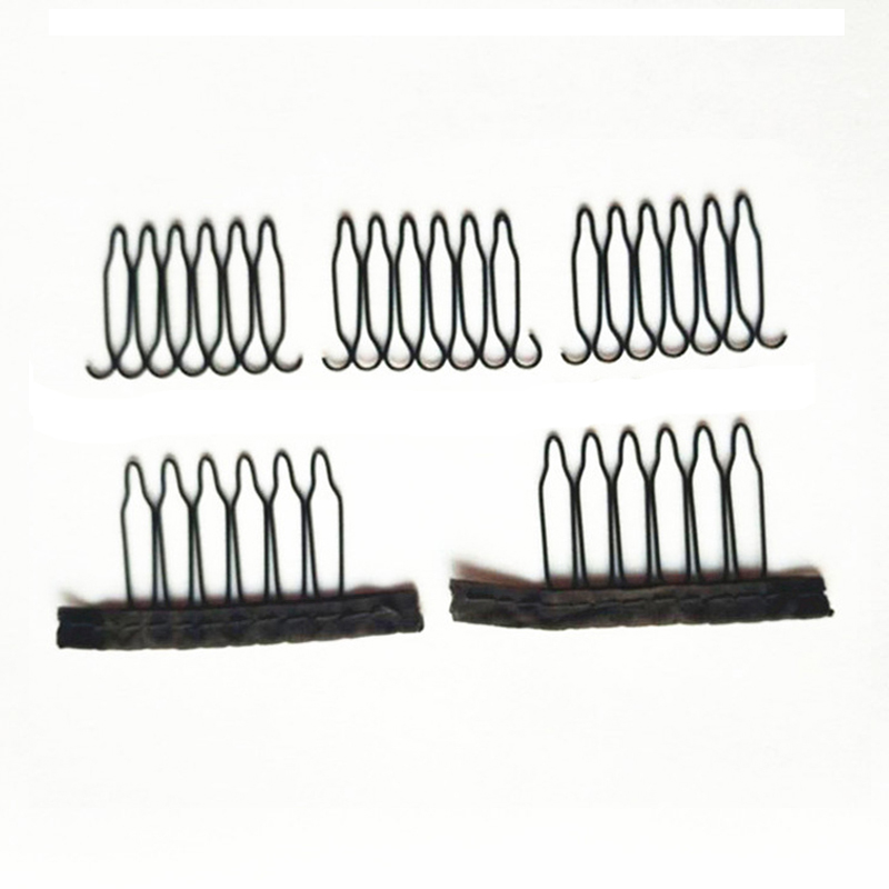 Small size black color 6 teeth wig metal hair clip, 100 pieces/lot cloth comb wig clips in bulk, wig clip in comb