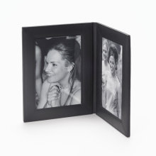 Black foldable photo frame leather black photo frame