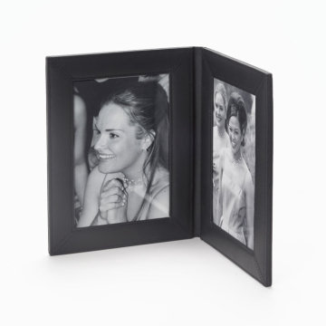Black foldable photo frame leather black photo frame