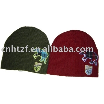 Knitted Hat with applique embroidery