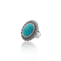 Women's Fashion Round Zircon Synthetic-Turquoise Ring