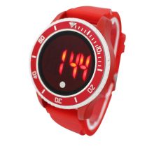Silicone Led Digital Wrist Watch Trendy Red Ladies Electronic Watch