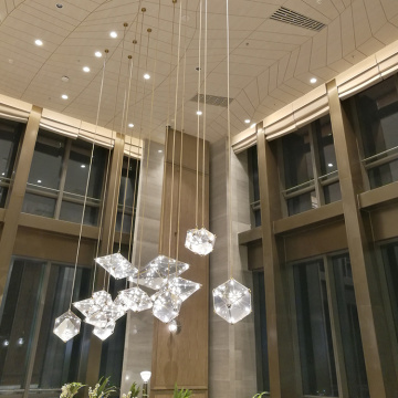 Home hotel glass crystal hanging white pendant lamp