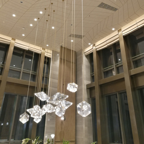 lobby Lampadario di cristallo di vetro personalizzato luce interna di lusso