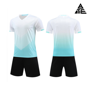 Uniforme de entrenamiento de fútbol degradado azul y blanco.