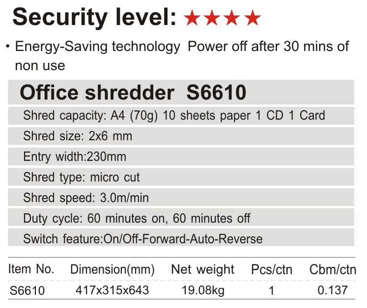 Comix Hot Office Equipment shred card & CD A4 paper shredder for sale