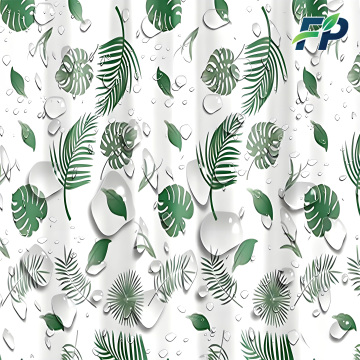 PEVA green leaf bathroom partition curtain