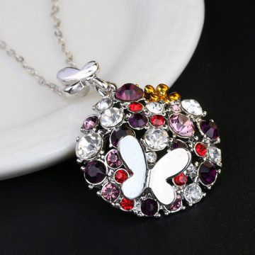 2018 New arrival silver ball pendant with flower necklace