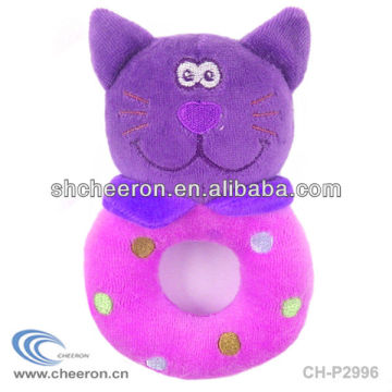 Plush cat rattle baby toy