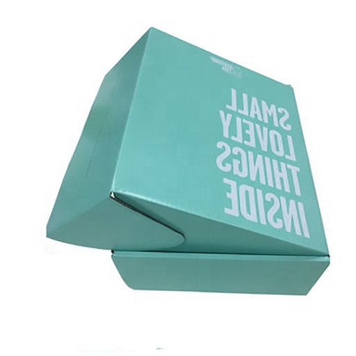 Custom e flute cardboard gift packaging blue mailing shipping corrugated box cartons