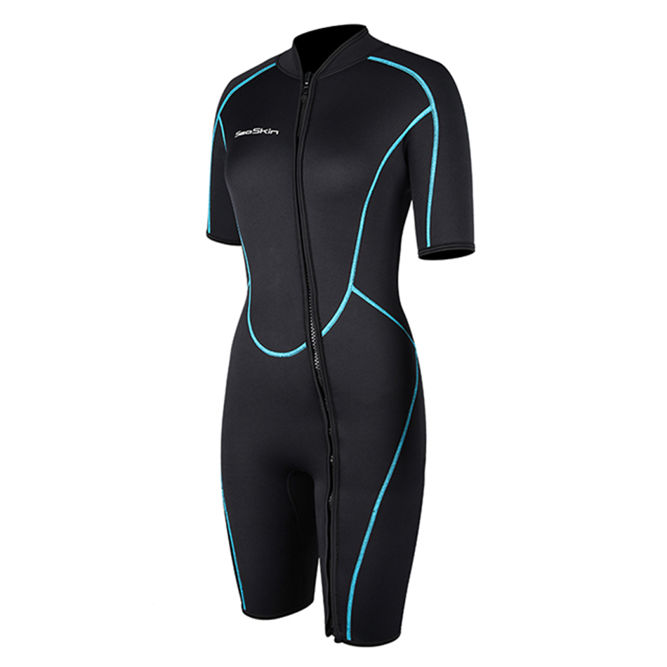 Seaskin 4/3mm Neoprene Front Zip Shorty Diving Wetsuits