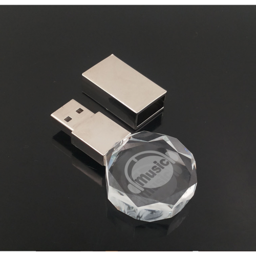 White Glass Metal Crystal 32GB USB Flash Drive