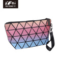 Hot sell fashion custom bulk polyester recycled rainbow color classical cosmetic bag&case