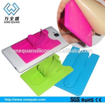 mobile phone rubber silicone back sticky card holder