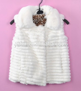 YR493 Fancy Rex Rabbit Fur Girl's Vest/ Sheared Rabbit Fur Gilet