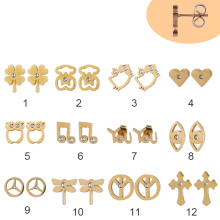 Round Shape Cubic Zircon Stone Small Stud Earrings with gold plated