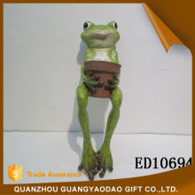 Figurine home decoration pieces standing frog with a pot home decoration items