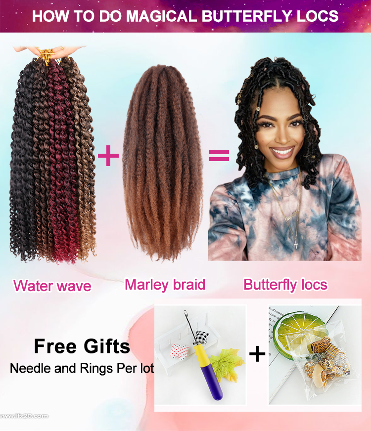 Synthetic Ombre Color Marley Cuban Afro Kinky Curly Twist Hair Crochet Braids Braiding Hair for Faux Locs