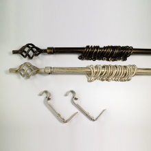 High Quality Antique Window Rods: Single Drapery Rod with Twisted Finial