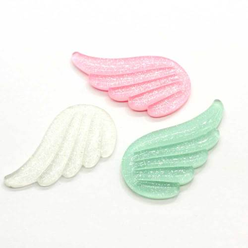 40mm Kawaii Cute Glitter Angel Wings Flatback Resin Cabochon Scrapbooking Εξωραϊσμός Τηλέφωνο deco DIY DIY Craft