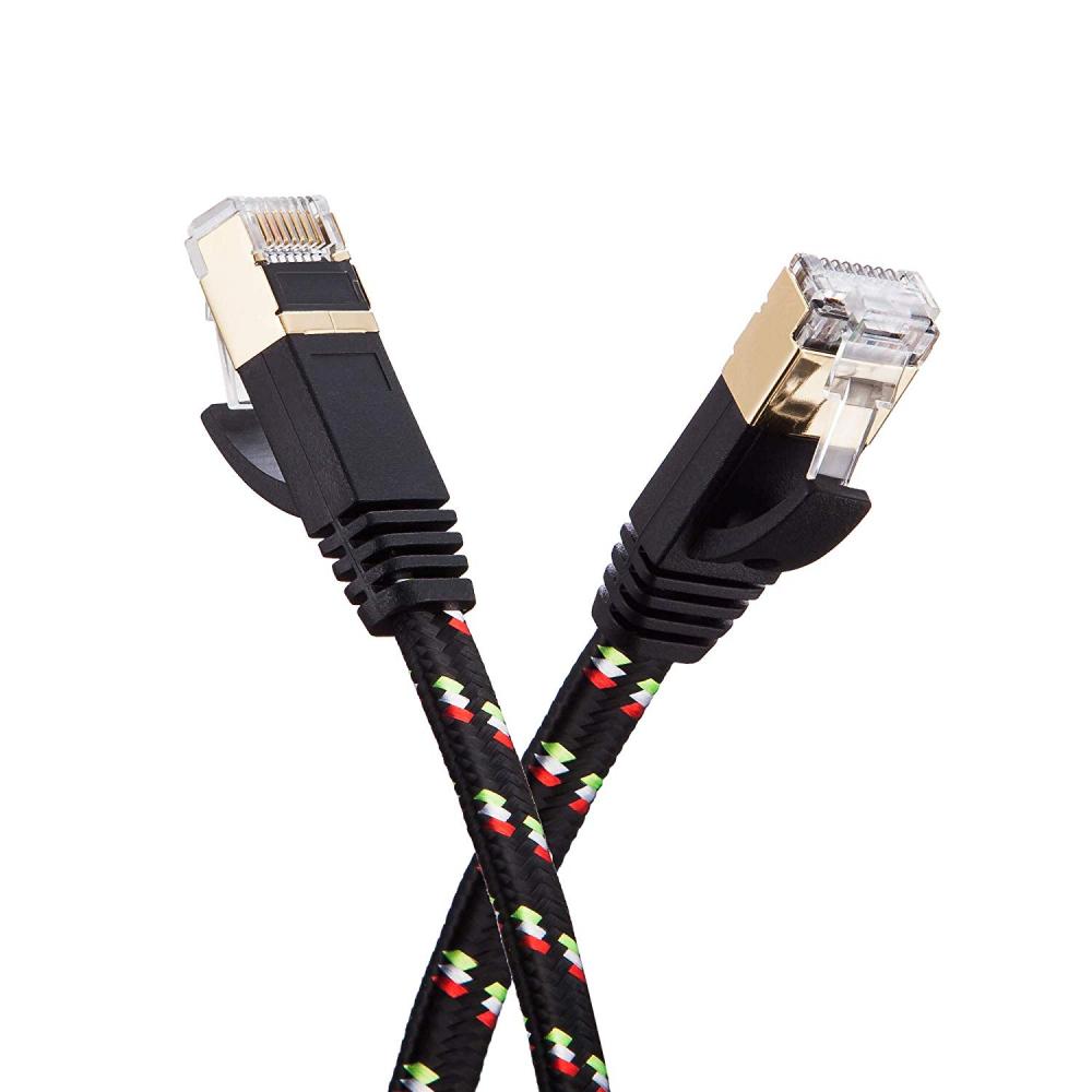 Câble Ethernet plat Cat7 tressé en nylon professionnel