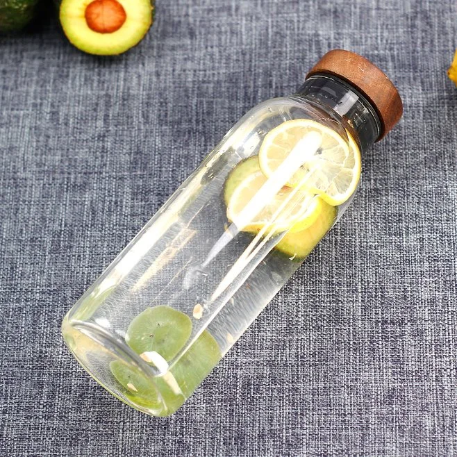 Hot Selling High Quality Heat-Resistant Borosilicate Glass Bottle with Wood Lid More Styles 300ml 400ml