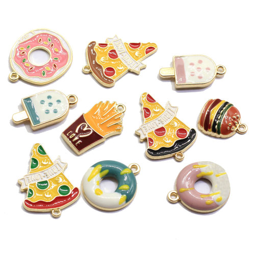 Alloy Zinc Donut Pizza Charm Enamel Food Popsicle Decor for Girls Jewelry Pendants Earring Ornament Accessories