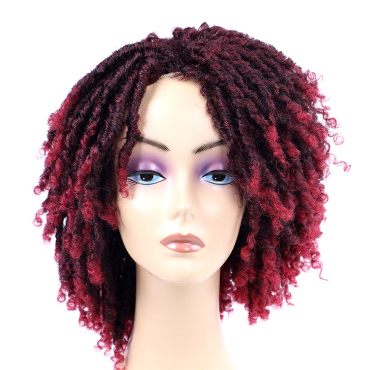Short Dreadlock Wig 6inch Twisted Wigs for Black Women Faux Locs Afro Braids Crochet Hair Wig Synthetic Hair