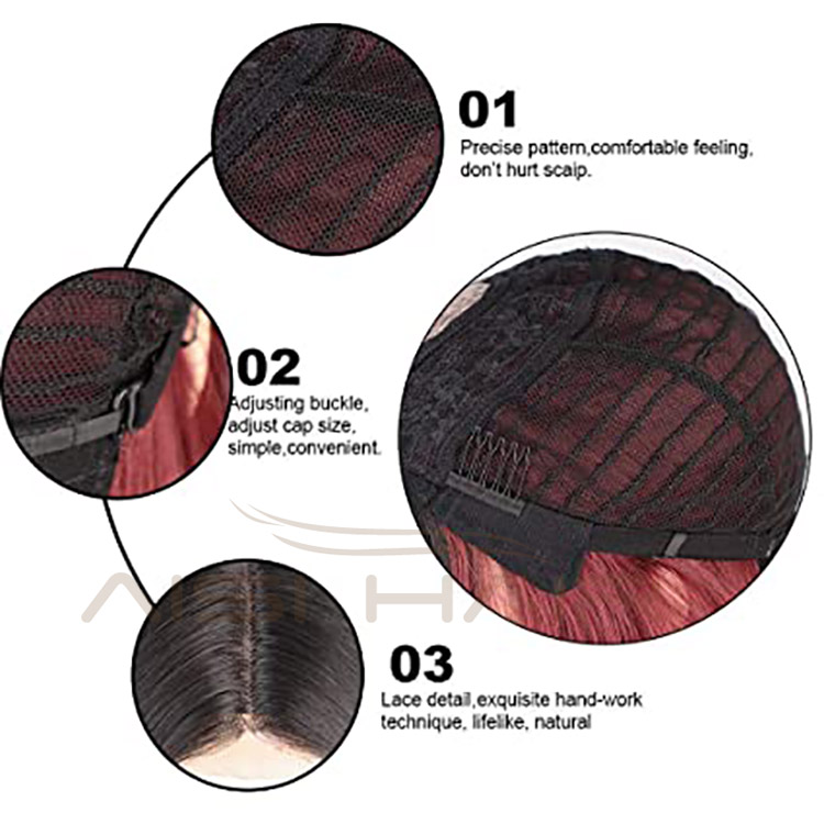 Aisi Hair Cosplay Wholesale Cheap Vendor Silky Straight Swiss Lace Ombre Red Synthetic Hair For Black Women Lace Front Wig
