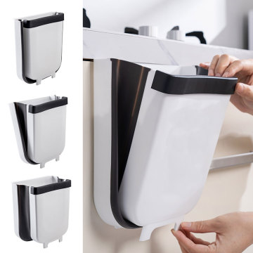 Folding Waste Bin Wall Mounted Kitchen Cabinet Door Hanging Trash Bin Garbage Car Trash Can Bathroom Toilet Waste Storage Bucket