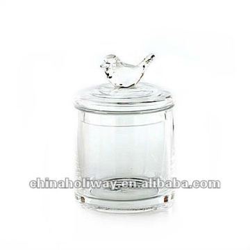 Clear bird glass jar, glass canister, clear glass cookie jar