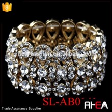 Crystal Stretch Bracelet Gold Clear Rhinestone Crystal