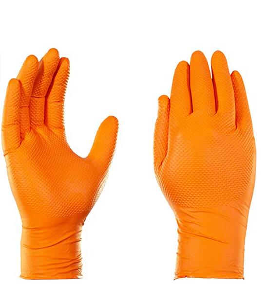 Periksa sarung tangan sarung tangan oranye bubuk