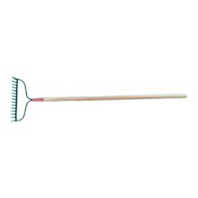 15-Tine Forged Bow Grass Garden Rake with Long Wooden Handle