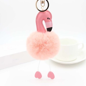 Fashion Flamingo Keychain Plush Doll Pendant Cute Keyring Synthetic Fur Gfit