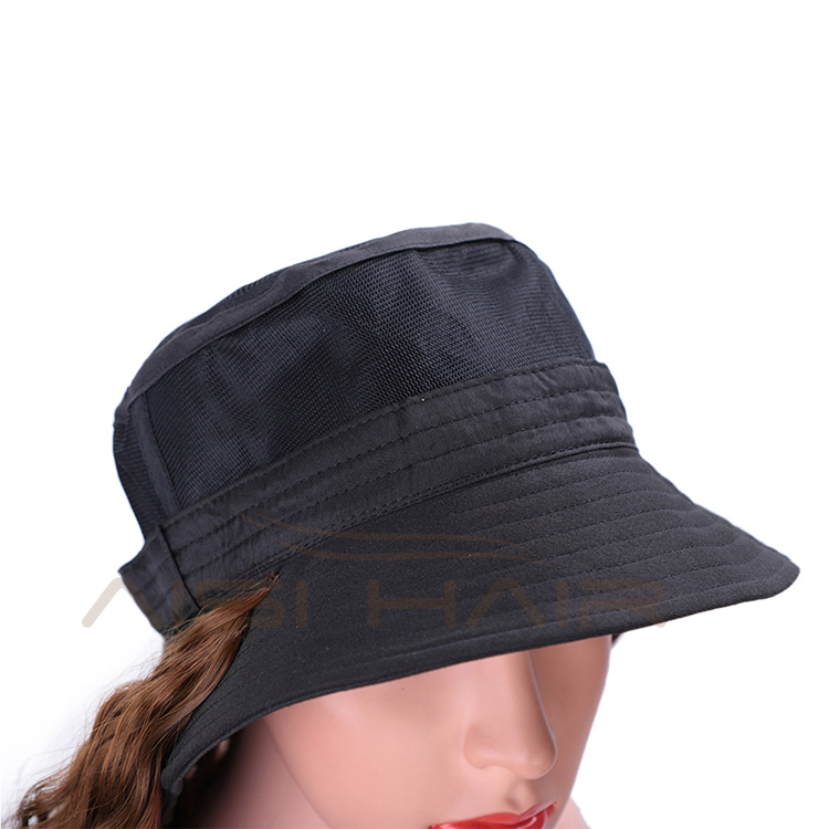 Aisi Hair Long Water Wave Outdoor Hat Knit Slouchy Party Hat Synthetic Light Brown Fiber Hair Extension With Black Cap For Women