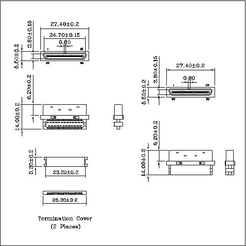 0.8mm Series 50P Cable Plug Connector IDC Mol 0.8mm Series 50P Cable Plug Connector IDC Mol