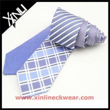 Mini Dots Plaid Double Sided Man Polyester Necktie, Microfiber Ties
