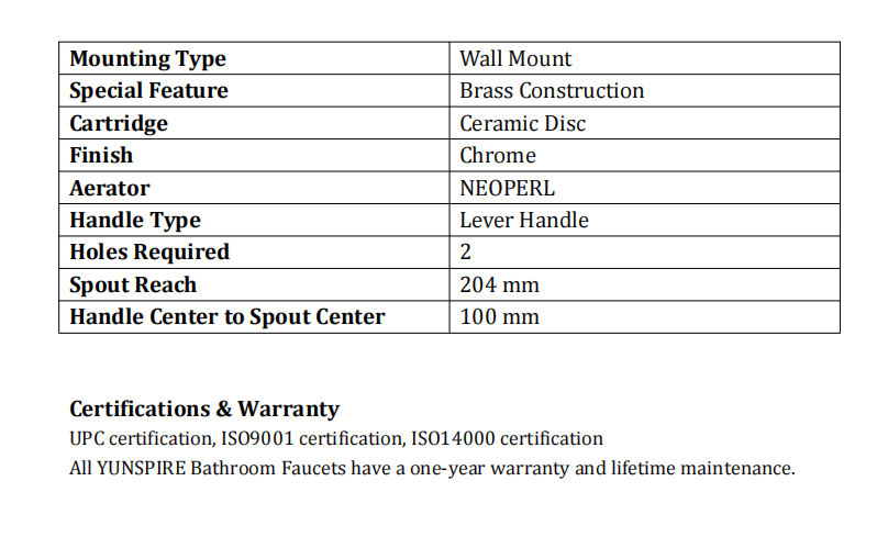 wall mount basin tap