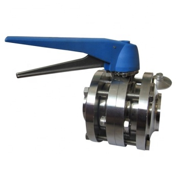 Hygienic Three Pieces Butterfly Valve With Handle