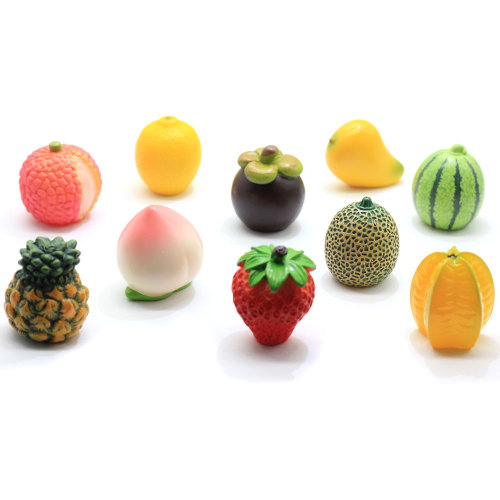 Miniatuur 3D Fruit Hars Cabochon Leuke Simulatie Perzik Aardbei Citroen Watermeloen DIY Scrapbooking Sieraden Maken Accessoires