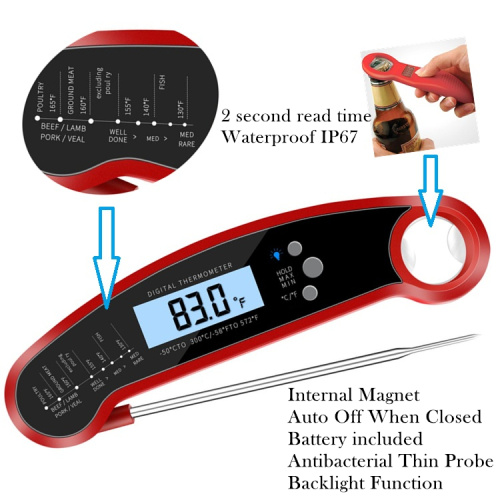 Thermomètre à viande à lire instantanée pour la cuisson, thermomètre alimentaire numérique étanche avec aimant